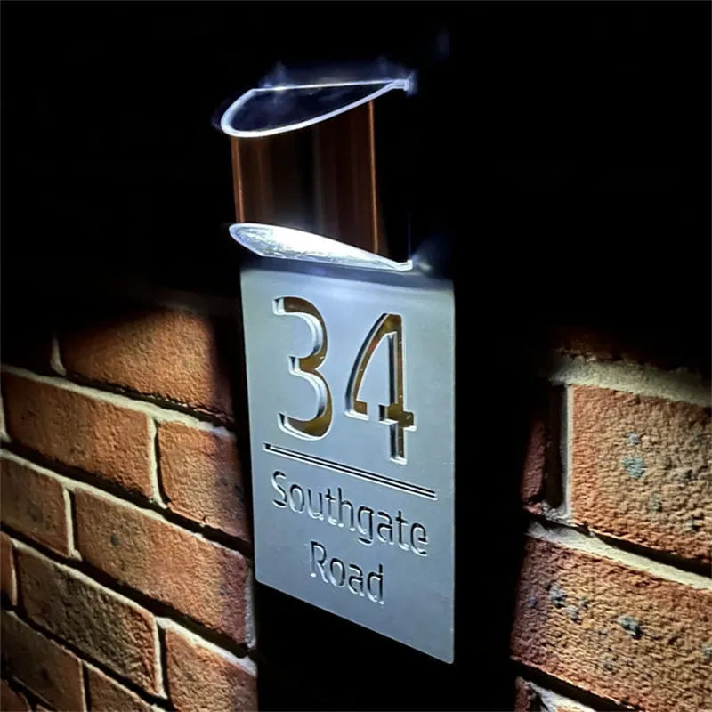 Personalized LED Solar House Number Sign