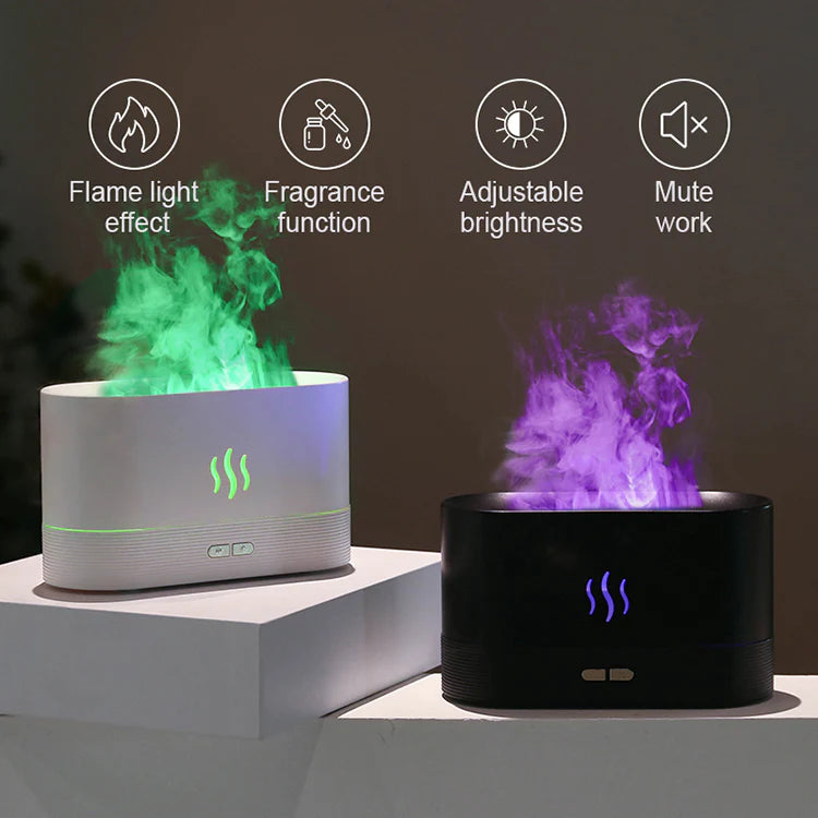 Flame Aroma Diffuser Humidifier and Scented Lamp